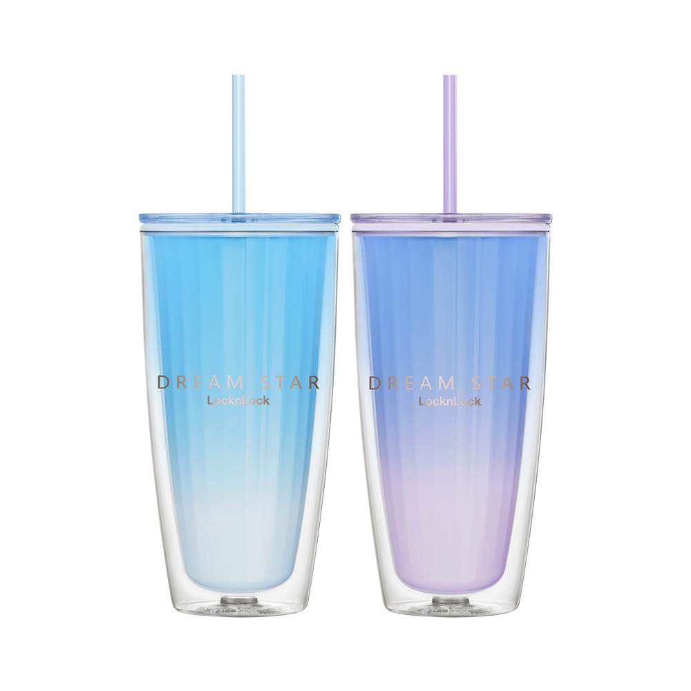 Ly Nhựa 2 Lớp LocknLock Kèm Ống Hút Dream Star Double Wall Cold Cup 750ml - 2 Màu (Xanh Dương, Tím) - HAP522BLU, HAP522VOL, , large image number 3